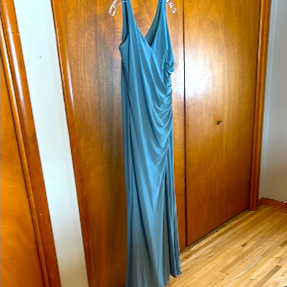 Christina Blue Asymmetrical Ruched Maxi Dress